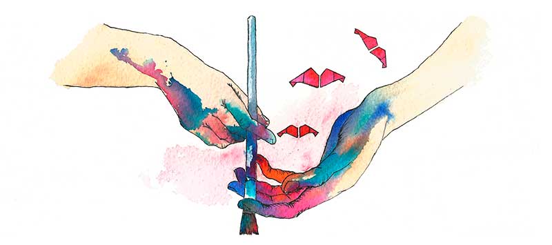 Acuarela - Manos de artista