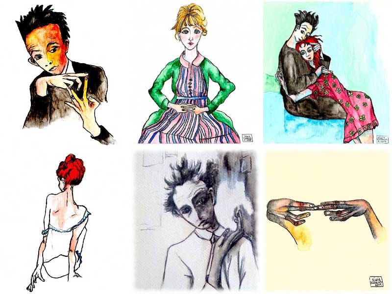 Biografía ilustrada de Egon Schiele - Detalles de las ilustraciones