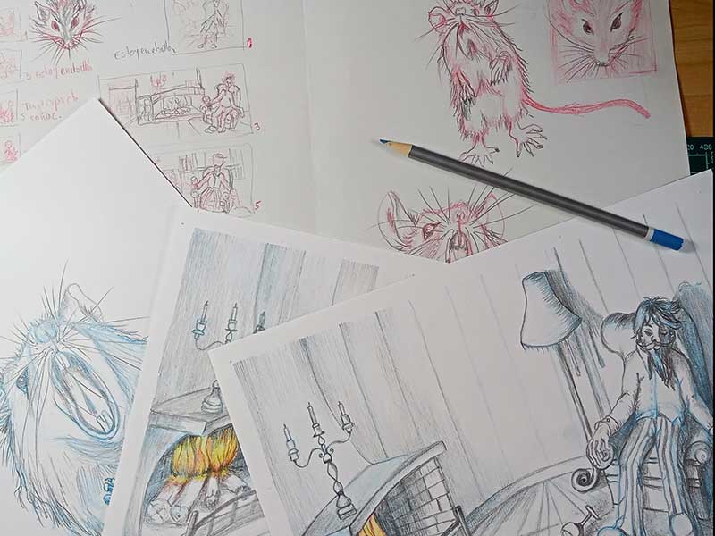 Album Ilustrado “La Cabeza del Perro” - Bocetos